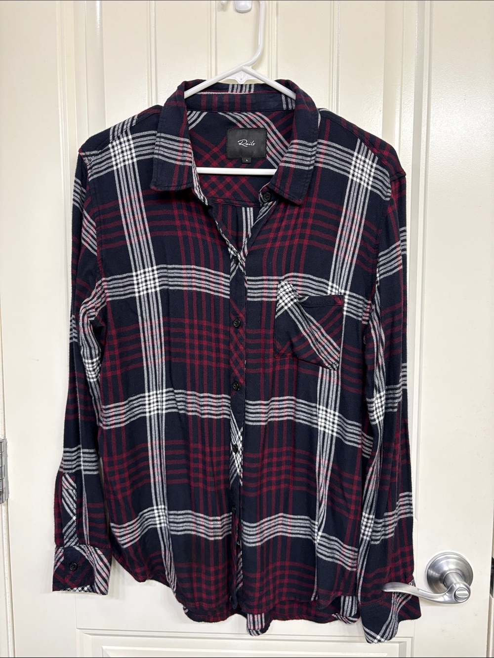 Rails Plaid Button-Down Shirt in Navy, Burgundy & White